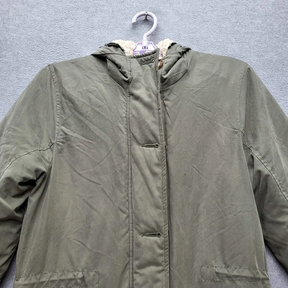 Abercrombie & Fitch‎ Women Jacket M Olive Gorpcore Sherpa Lined Trench